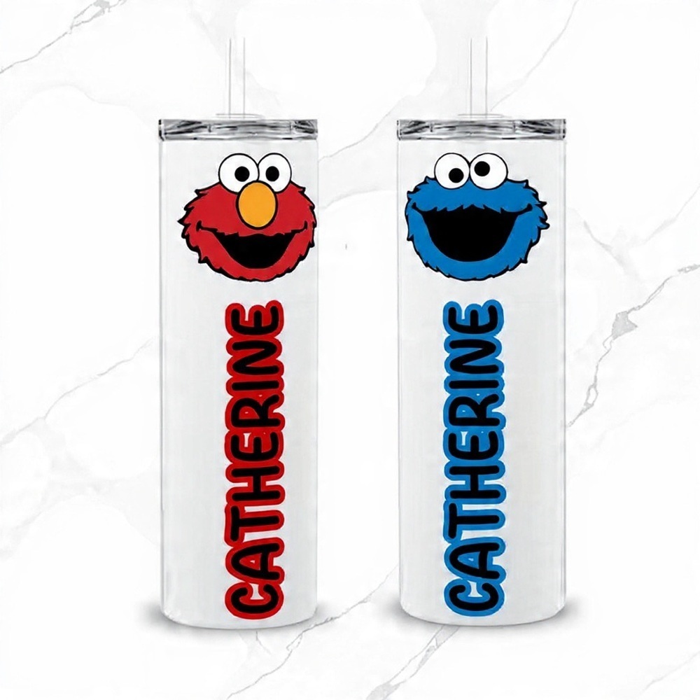 NWT Custom Name Tumbler – Elmo & Cookie Monster Design – 20oz/18.5oz - Picture 4 of 10